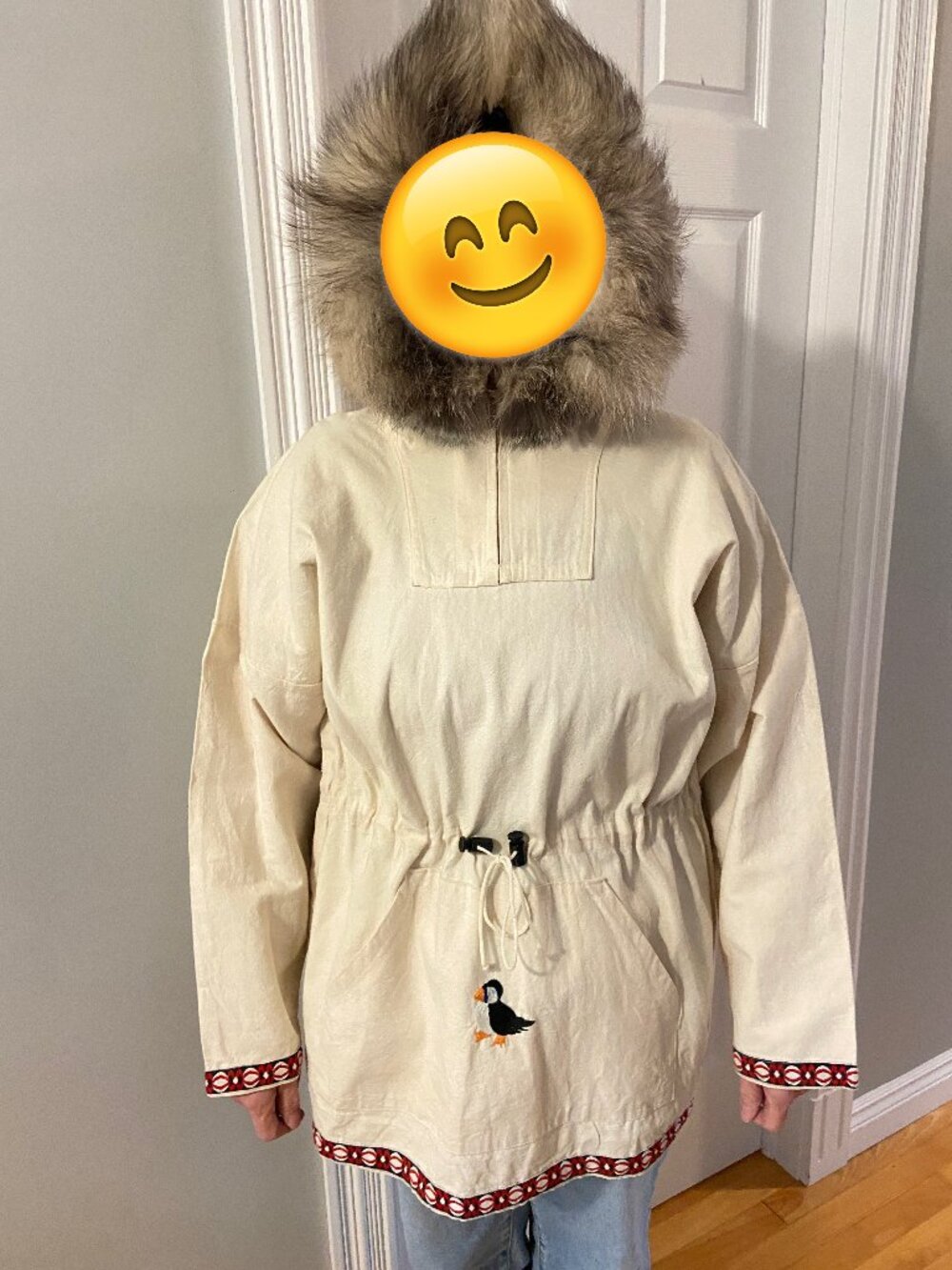 Handcrafted Labrador Cotton Duck Anorak with Fox Fur Hood – Size Medium